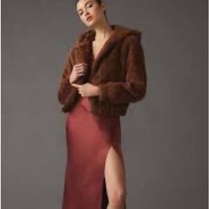 Avec Les Filles Brown Faux Fur Jacket